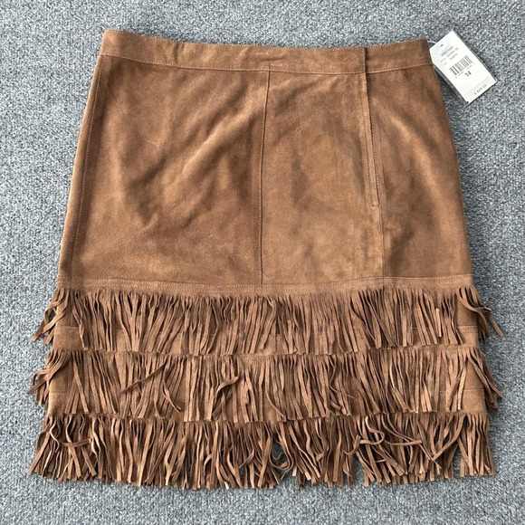 Ralph Lauren Sport RIDGWAY Suede Fringe Skirt Womens 14 Western Boho NWT Vintage - Picture 10 of 11